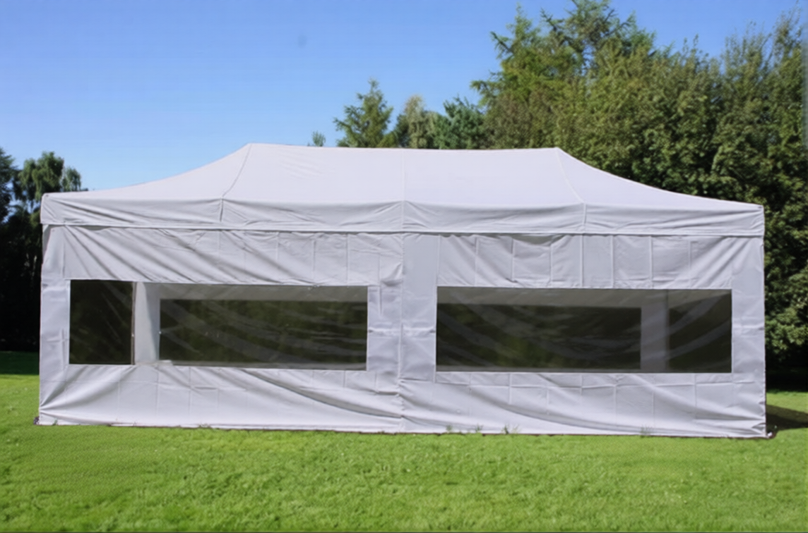 FLEXTENTS PRO - 4m x 8m Weiß, mit 6 Seitenwänden